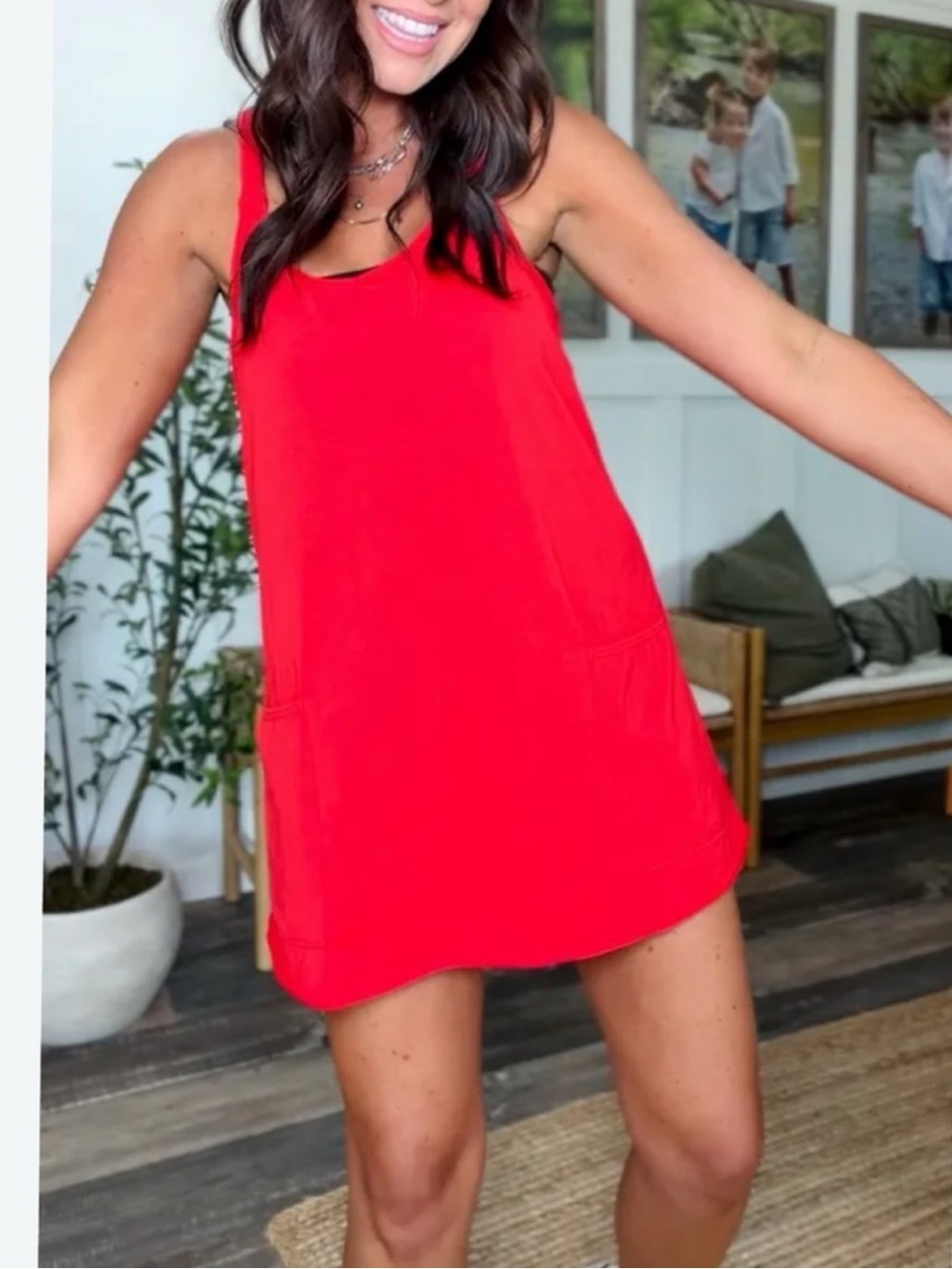 NEW T/S by Thrive Short Lined Mini Dress Women's M Red Athleisure